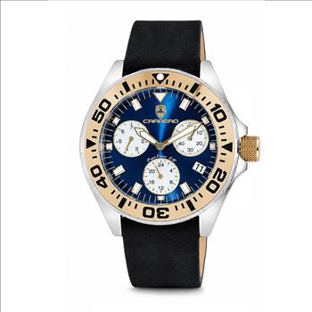 LeChateau, Men's Swiss Multi-Functiom Ronda X30 Mov't, Blue Dial - Gold Bezel, Leatehr Strap,  C1G8824-BU_BK - MSRP: $2,340.00