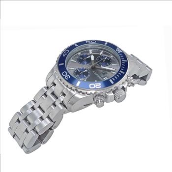 Lechateau Watches, Men's VR33-Chronograph Mov't., Grey/Blue - Date Dial and BEZEL,   C1S3735GR  -  RETAIL AT (MSRP: $1,595.00)