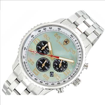 Lechateau - VR32 Mov't Chronograph Mov't, Green-MOP Dial,  Stainless Steel case and band  (MSRP: $2,220.00)