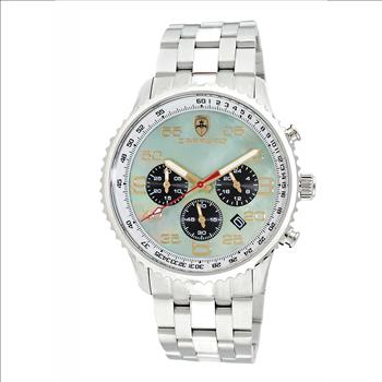 Lechateau - VR32 Mov't Chronograph Mov't, Green-MOP Dial,  Stainless Steel case and band  (MSRP: $2,220.00)