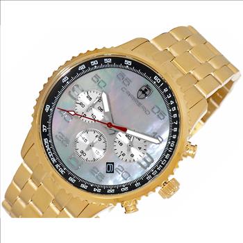 Lechateau - VR32 Mov't Chronograph Mov't, Brown-MOP Dial,  Gold tone Stainless Steel case and band  (MSRP: $2,220.00)