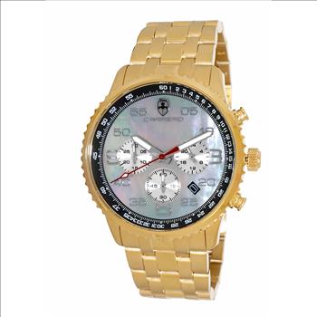 Lechateau - VR32 Mov't Chronograph Mov't, Brown-MOP Dial,  Gold tone Stainless Steel case and band  (MSRP: $2,220.00)