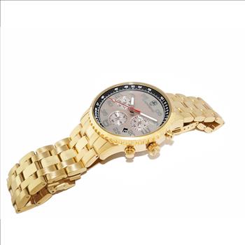 Lechateau - VR32 Mov't Chronograph Mov't, Brown-MOP Dial,  Gold tone Stainless Steel case and band  (MSRP: $2,220.00)