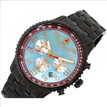 Lechateau - VR32 Mov't Chronograph Mov't, Blue-MOP Dial, Black-IP Stainless Steel case and band  (MSRP: $2,220.00)