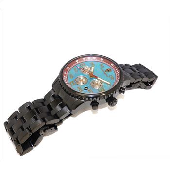 Lechateau - VR32 Mov't Chronograph Mov't, Blue-MOP Dial, Black-IP Stainless Steel case and band  (MSRP: $2,220.00)