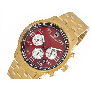 Lechateau - VR32 Mov't Chronograph Mov't, Maroon-MOP Dial, Gold tone Stainless Steel case and band  (MSRP: $2,220.00)
