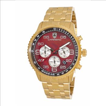 Lechateau - VR32 Mov't Chronograph Mov't, Maroon-MOP Dial, Gold tone Stainless Steel case and band  (MSRP: $2,220.00)
