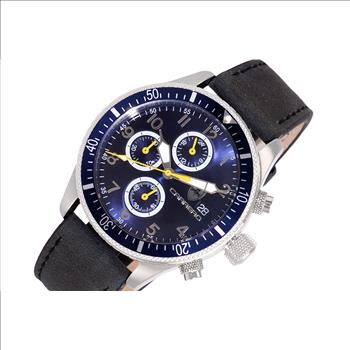 LeChateau - Chronograph Epson VR33 Muscle Movement, Stainless Steel Case and Band , CS17733BK_LBU, Retail at (MSRP:$1,475.00)