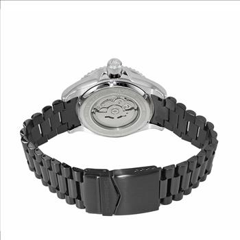 Lechateau Men's Automatic NH35 -21 JEWELS, Magnifying Date Dial with Exhibition Back, Silvertone Case, IP-Black Band - C1S888BK_IPB Retail at (MSRP: $ 2,124.00)