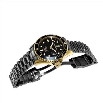 Lechateau Men's Automatic NH35 -21 JEWELS, Magnifying Date Dial with Exhibition Back, Goldtone Case, IP-Black Band - C1G888BK_IPB Retail at (MSRP: $ 2,124.00)