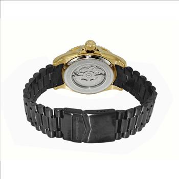 Lechateau Men's Automatic NH35 -21 JEWELS, Magnifying Date Dial with Exhibition Back, Goldtone Case, IP-Black Band - C1G888BK_IPB Retail at (MSRP: $ 2,124.00)