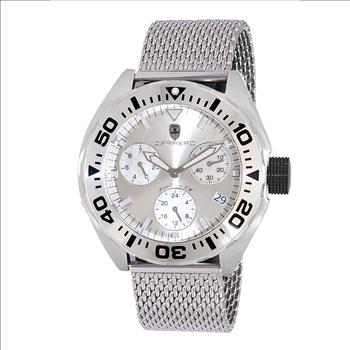 LeChateau, Men's Swiss Multi-Functiom Ronda X30 Movement, White Dial -Bezel, Stainless Steel Mesh band Band, C1SK8824-WT_Mesh - MSRP: $2,340.00