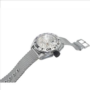 LeChateau, Men's Swiss Multi-Functiom Ronda X30 Movement, White Dial -Bezel, Stainless Steel Mesh band Band, C1SK8824-WT_Mesh - MSRP: $2,340.00