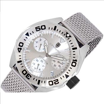 LeChateau, Men's Swiss Multi-Functiom Ronda X30 Movement, White Dial -Bezel, Stainless Steel Mesh band Band, C1SK8824-WT_Mesh - MSRP: $2,340.00
