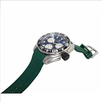 LeChateau, Men's Swiss Multi-Functiom Ronda X30 Movement, Blue Dial - Black Bezel, Green Silicon Band,  C1BK8824-BU_GN     - MSRP: $2,340.00