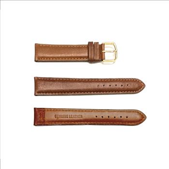 GENUINE LEATHER STRAP (18 mm) -   BROWN AND STITCHES COLOR