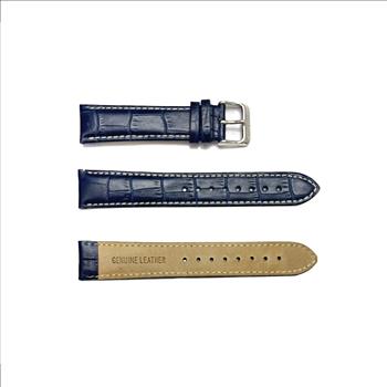 GENUINE LEATHER STRAP (20 mm) -   DEEP BLUE COLOR WITH WHITE STITCHES