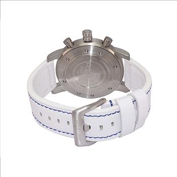 Lechateau Watches - POLANTI Men's Chronograph Mov't. Black Date Dial-White Strap, RG0001W_BK-SS, RETAIL AT (MSRP: $ 794.00)