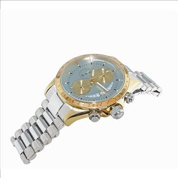 Lechateau Mens, Swiss-Ronda Chronograph Mov't, 2- Told Gold Case, Light Blue -Date Dial, C2T101LBU_SS- MSRP: $2,468.00