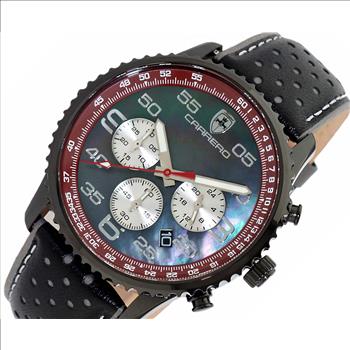 Lechateau, Men's VR32 Movement Chronograph Movement, Black MOP Dial, IP-Black Tone, C1B7023MR_BNBK-LBK - Retail at (MSRP: $2,148.00)