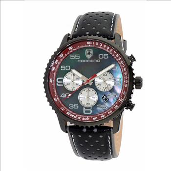 Lechateau, Men's VR32 Movement Chronograph Movement, Black MOP Dial, IP-Black Tone, C1B7023MR_BNBK-LBK - Retail at (MSRP: $2,148.00)