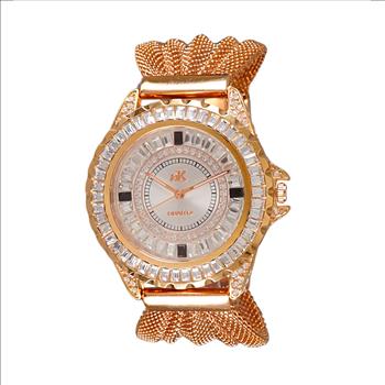 Adee Kaye MID-SIZE, Rosetone Mesh-band , Sunray dial, 183pcs setting stone, AK2727-R_MESH, MSRP: $345.00