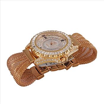 Adee Kaye MID-SIZE, Rosetone Mesh-band , Sunray dial, 183pcs setting stone, AK2727-R_MESH, MSRP: $345.00