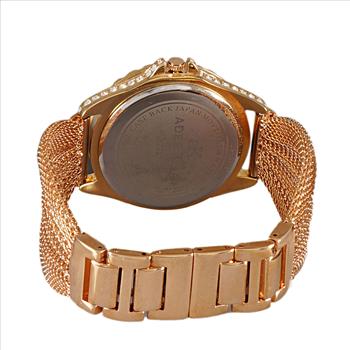 Adee Kaye MID-SIZE, Rosetone Mesh-band , Sunray dial, 183pcs setting stone, AK2727-R_MESH, MSRP: $345.00