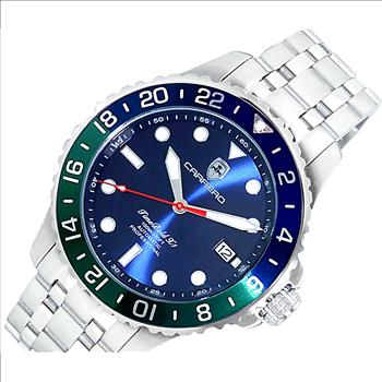LeChateau, Men's TIME BOLD- X1 COLLECTION, NH35 AUTOMATIC MOVEMENT, 10 ATM, SILVERTONE - BLUE/GREEN, C1S737BU-GN -MSRP:  $2,340.00
