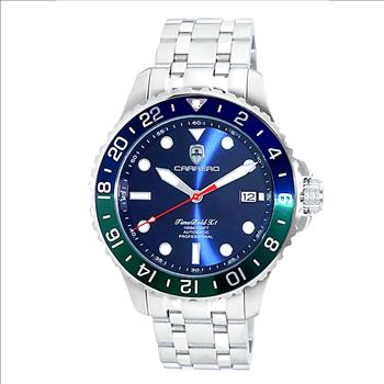 LeChateau, Men's TIME BOLD- X1 COLLECTION, NH35 AUTOMATIC MOVEMENT, 10 ATM, SILVERTONE - BLUE/GREEN, C1S737BU-GN -MSRP:  $2,340.00