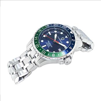 LeChateau, Men's TIME BOLD- X1 COLLECTION, NH35 AUTOMATIC MOVEMENT, 10 ATM, SILVERTONE - BLUE/GREEN, C1S737BU-GN -MSRP:  $2,340.00