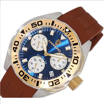 LeChateau, Men's Swiss Multi-Functiom Ronda X30 Mov't, Blue  Dial - Gold Bezel, Brown Silicon Band,  C1G8824-BU_BN - MSRP: $2,340.00