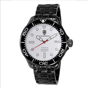 LeChateaue, NH35-24 Jewel Austomatic Mov't, Date Dial-White, Black-IP tone case and band, C1B6161BK_WT RETAIL AT (MSRP: $2,268.00)