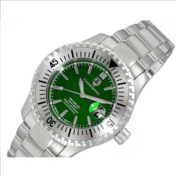 Lechateau Swiss Made Automatic Movement, SELLITA SW-200  -  26 JEWELS , 20 ATM - 200 meters - 660 feet, Green Dial ,  with Exhibition back, MSRP: $2,250.00
