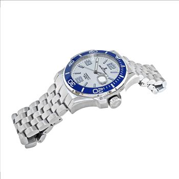 Lechateau,  Swiss Made Automatic Movement - 24 Jewel, White -blue Dial Exhibition Back, (MSRP: $1,295.00)