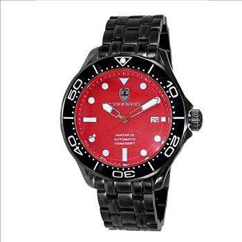 Lechateau Watches - Automatic -24  Jewels NH35, Textured Red Date dial, IP-Black Bezel, Retail at (MSRP: 2,268.00)