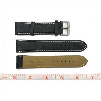 GENUINE LEATHER REPLACEMENT STRAP (22 mm)  - SUEDE (BLACK-WHITE STITCHES)