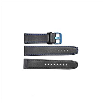 GENUINE LEATHER REPLACEMENT STRAP (24 mm)  - BLACK (BLUE STITCHES)