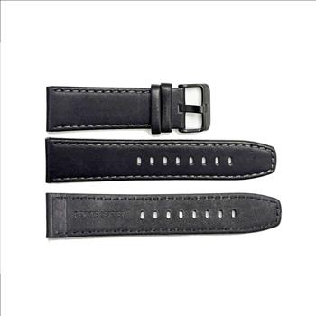 GENUINE LEATHER REPLACEMENT STRAP (24 mm)  - BLACK (BLACK STITCHES)