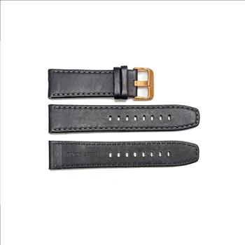 GENUINE LEATHER REPLACEMENT STRAP (24 mm)  - BLACK (BLACK STITCHES)