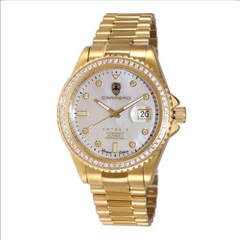 LeChateau Men's Automatic NH35-24 JEWEL,, 1.0 CT GENUINE SAPPHIRE GEM STONES, MOP DIAL, C1G787WT RETAIL AT (MSRP: $S2,868.00)