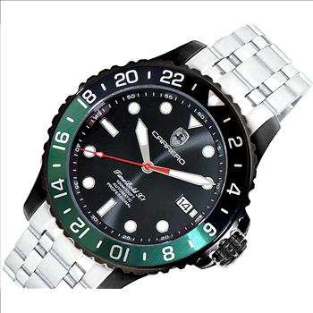 LeChateau, Men's TIME BOLD- X1 COLLECTION, NH35 AUTOMATIC MOVEMENT, IP-BLACK - BLACK/GREEN, C1B737GN-BK_SS - MSRP:  $2,340.00