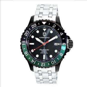 LeChateau, Men's TIME BOLD- X1 COLLECTION, NH35 AUTOMATIC MOVEMENT, IP-BLACK - BLACK/GREEN, C1B737GN-BK_SS - MSRP:  $2,340.00