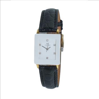 ONISS, Ladies Watch white dial, Black Genuine Leather, MSRP:  $600.00)