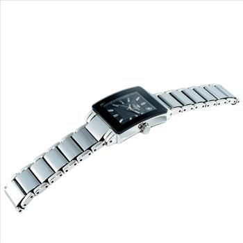 ONISS SWISS MOVEMENT, TUNGSTEN AND STAINLESS STEEL, BLACK DIAL, ON607-LPV, RETAIL AT (MSRP: $600.00)