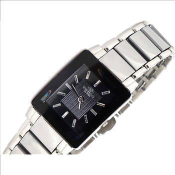 ONISS SWISS MOVEMENT, TUNGSTEN AND STAINLESS STEEL, BLACK DIAL, ON607-LPV, RETAIL AT (MSRP: $600.00)