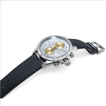 Lechateau Mens, Swiss-Ronda Chronograph Mov't, 2- Told Gold, Light Blue Dial, C1SS101BN_LGY - MSRP: $2,460.00
