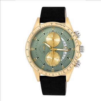 Lechateau Mens, Swiss-Ronda Chronograph Mov't, 2- Told Gold, Teal Green Dial, C2T101LGN-LBK - MSRP: $2,460.00