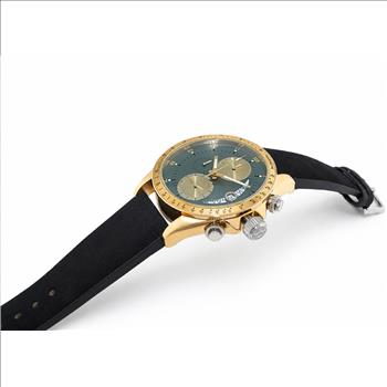 Lechateau Mens, Swiss-Ronda Chronograph Mov't, 2- Told Gold, Teal Green Dial, C2T101LGN-LBK - MSRP: $2,460.00