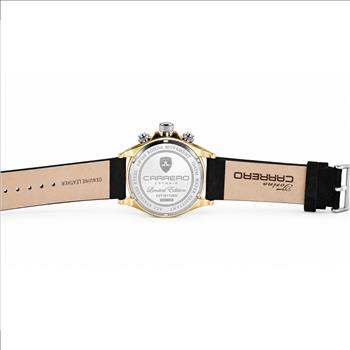 Lechateau Mens, Swiss-Ronda Chronograph Mov't, 2- Told Gold, Teal Blue Dial, C2T101UBU_LBK - MSRP: $2,460.00